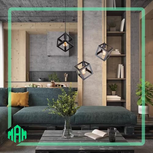 انارة علاقي مودرن مكعب اسود مفرد