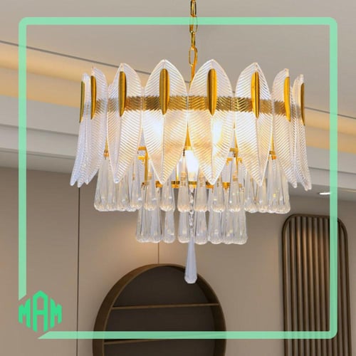 ثريا مودرن اوراق الشجر ممزوج بلذهبي اللامع جديد مق...