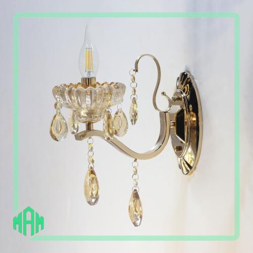 انارة كلاسيك جدارية شموع كريستال مفرد عسلي