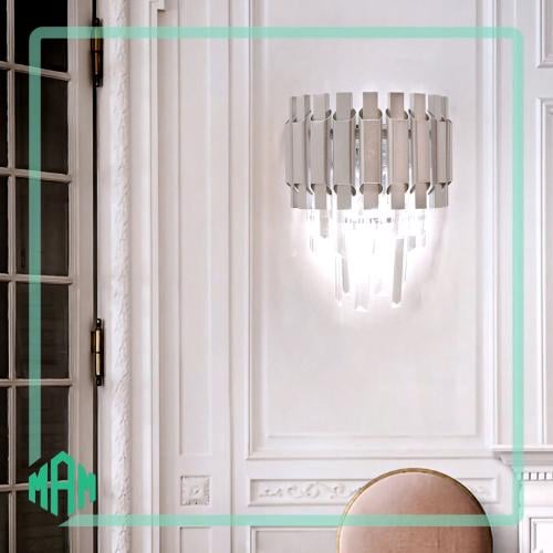 اضاءة جداري كرستال فضي