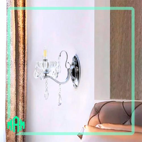 انارة جداري شموع كريستال فضي