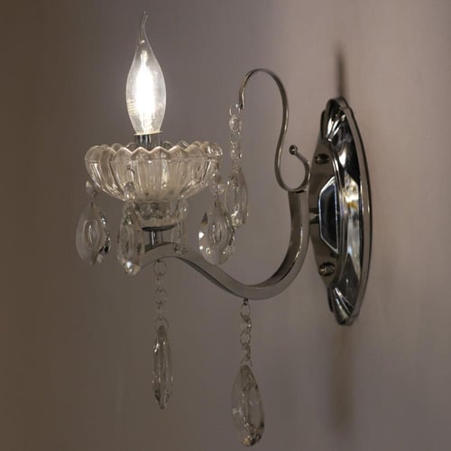 انارة جداري شموع كريستال فضي