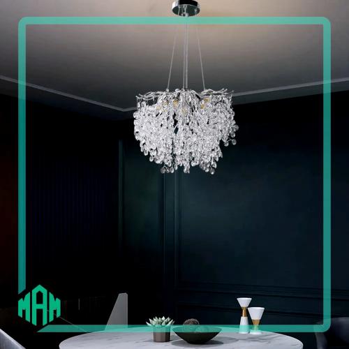 ثريا مودرن كريستال باللون الفضي حجم 40 سم