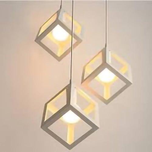 اضاءة علاقي مودرن مكعب ثلاثي أبيض