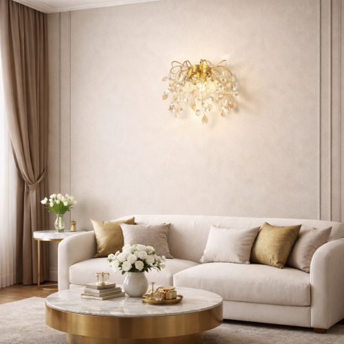 انارة جدارية بستايل الاوروبي اللون الذهبي