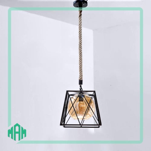 اضاءة علاقي حبل مع اسود وزجاج عسلي