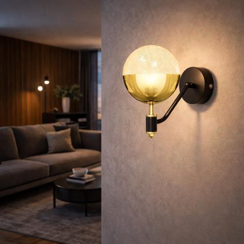 ابليك جداري ليد مودرن ذهبي وأسود.