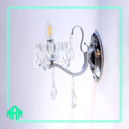 انارة جداري شموع كريستال فضي