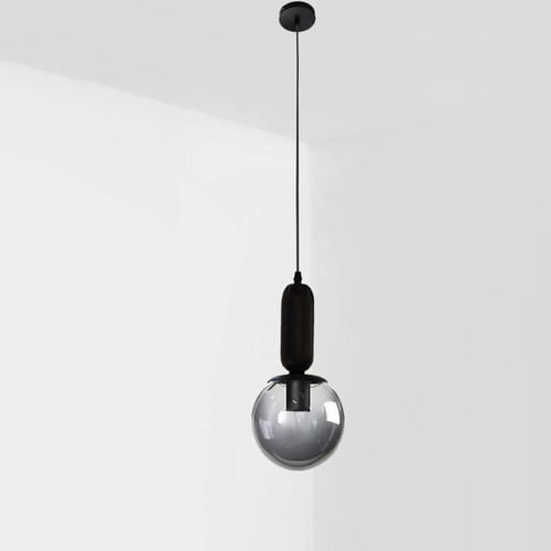 انارة علاقي اسود مودرن مع زجاج كروي أسود حجم 15 سم