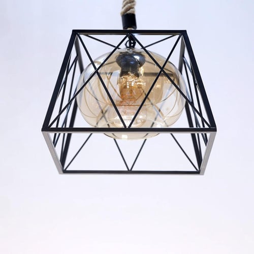 اضاءة علاقي حبل مع اسود وزجاج عسلي