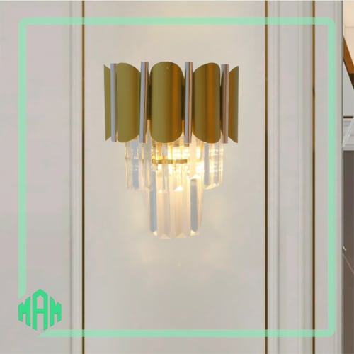 انارة جدارية كريستال باللون الذهبي والفضي