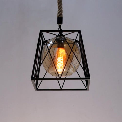 اضاءة علاقي حبل مع اسود وزجاج عسلي