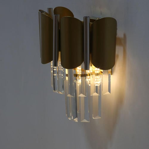 انارة جدارية كريستال باللون الذهبي والفضي