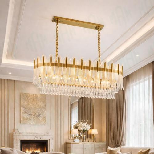 ثريا مستطيل ورق الشجر مع مزيج الون الذهبي