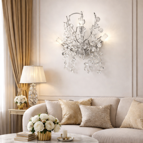 انارة جدارية بستايل الاوروبي اللون الفضي