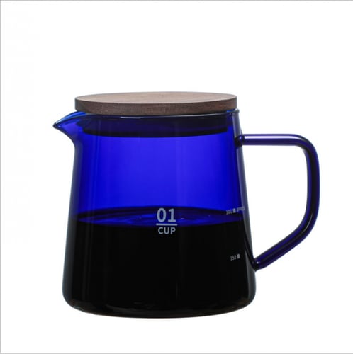 طقم تقطير V60 زجاجي باللون الازرق