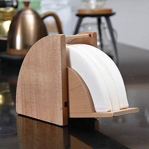 صندوق حفظ فلاتر القهوة خشبي بغطاء ثلجي ( شبه شفاف...