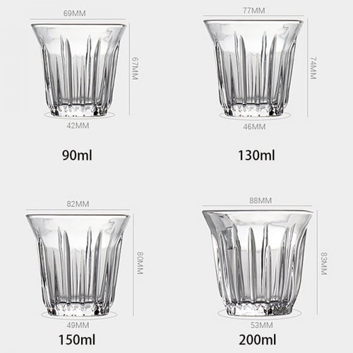 كوب زجاجي مقلم بعدة أحجام