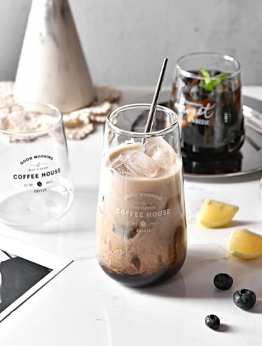 كوب زجاجي شفاف Coffee House بعدة خيارات