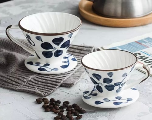 قمع V60 خزف رسم يدوي متعدد الاحجام والالوان