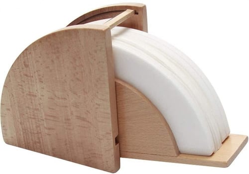 صندوق حفظ فلاتر القهوة خشبي بغطاء ثلجي ( شبه شفاف...