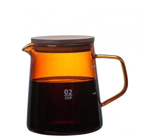 طقم تقطير V60 زجاجي باللون الكهرماني