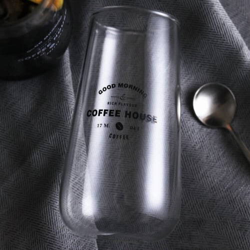 كوب زجاجي شفاف Coffee House بعدة خيارات