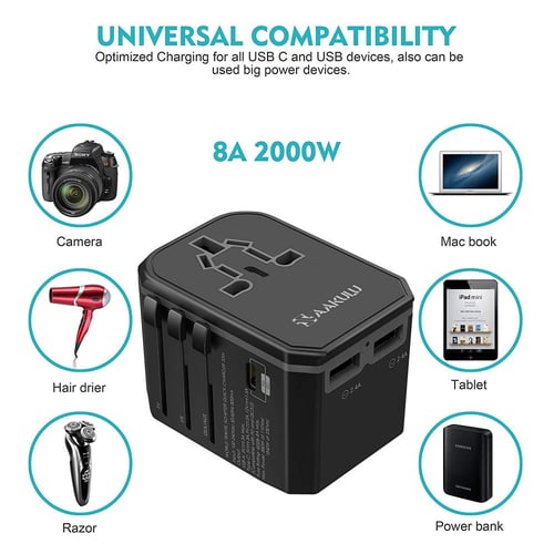 شاحن منزلي | UNIQ | شاحن للسفر متعدد المنافذ 2000W...