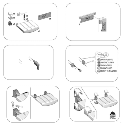 كرسي شاور معلق مبطن مربع PRC-WS-E-B