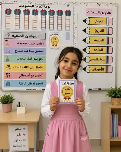 بطاقات تميز للطالبات (عدد 40 بطاقة)