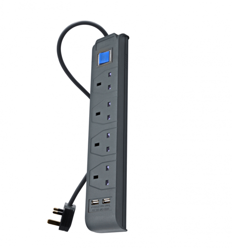 توصيلة كهربائية بأربع مقابس ومنفذين USB - هوم بيست