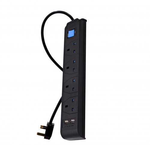 توصيلة كهربائية بأربع مقابس ومنفذين USB - هوم بيست