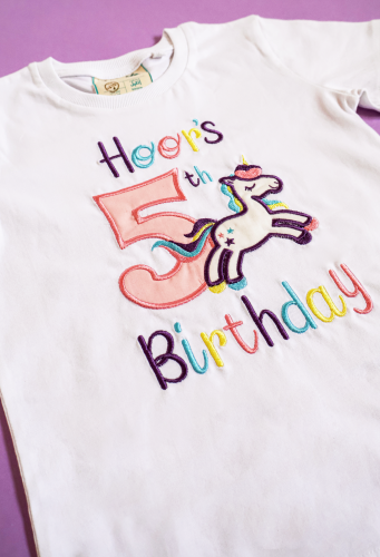 تيشرت تطريز عيد ميلاد يونيكورن - Unicorn Birthday...