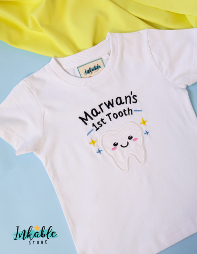 تيشرت تطريز اول سن - 1st Tooth Embroidery