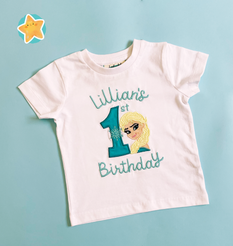 Embroidery Frozen Birthday - تيشيرت تطريز تصميم فر...