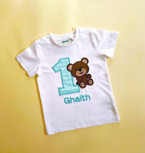 تيشرت تطريز عيد ميلاد ثيم الدبدوب - Bear Embroider...