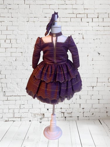 فستان فخم ليلكي + شنطه + اكسسوار الشعر