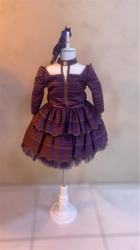 فستان فخم ليلكي + شنطه + اكسسوار الشعر