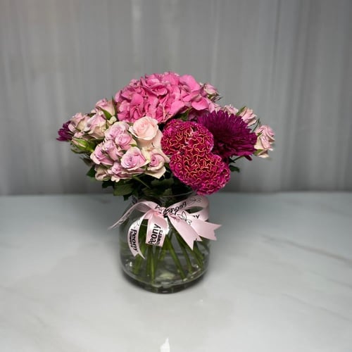 باقة اليوم الفاخرة مزهرية زجاجية