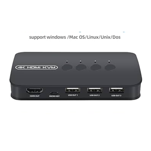 محول HDMI كيه في ام، مفتاح كيه في ام مع 4 منافذ US...