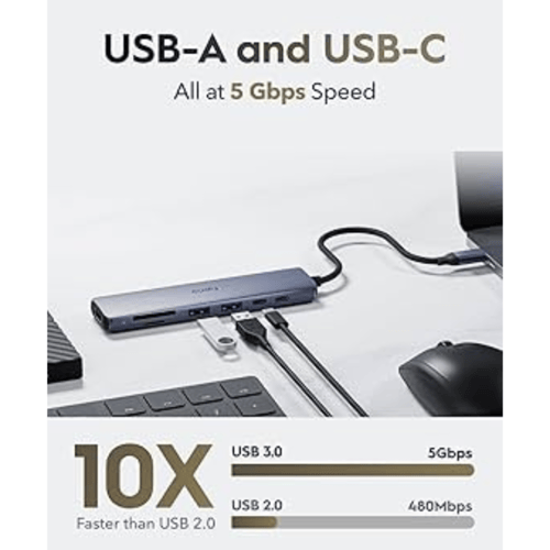 كودي - محول تايب سي 7 في 1 - رمادي