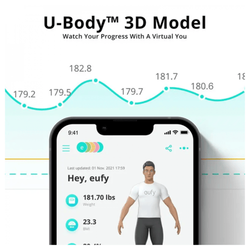 ميزان ذكي يوفي P2 رقمي لاسلكي لقياس الوزن - أبيض