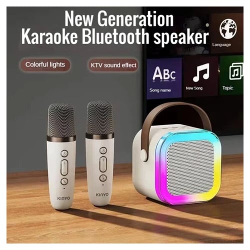 مكبر صوت كاريوكي محمول متعدد الوظائف (ميكروفون مزد...