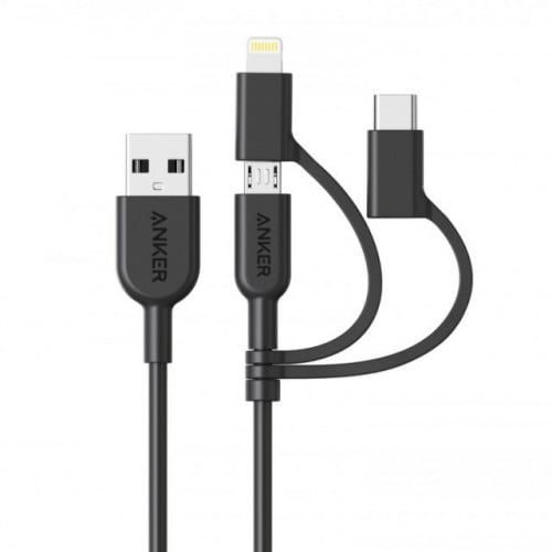 أنكر كيبل 3 في 1 - أسود - 90 سم