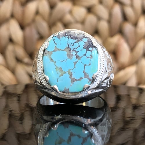 خاتم الفضة مع حجر فيروز نشابوري إيراني معدني صياغة...