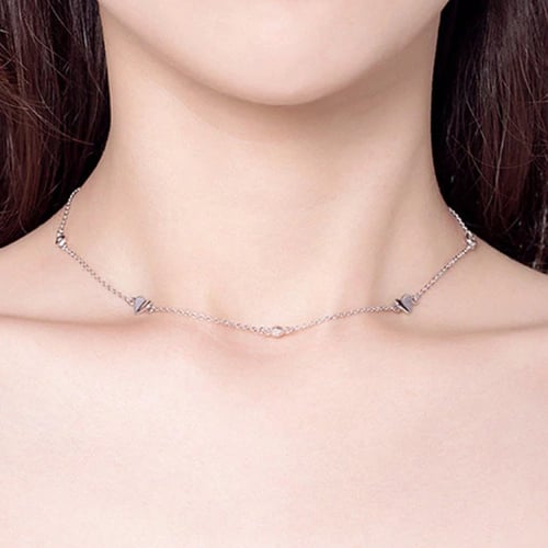 تشوكر قلوب من الفضة الاسترليني عيار 925 والزيركون