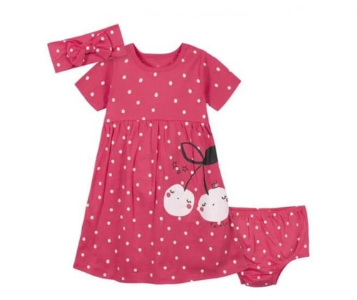 فستان قطن 3 قطع منقط (كرزه) ماركة Gerber