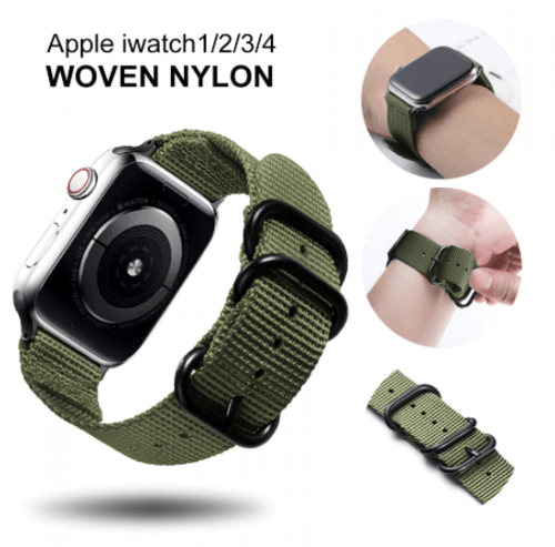 سوار جيشي اخضر نايلون ساعة ابل Army Green nylon st...