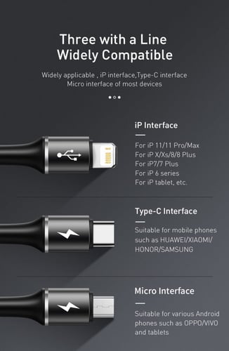 شاحن 3 في 1 المدخل الرئيسي usb من شركة Baseus
