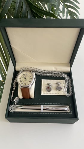 طقم ساعه وكبك وقلم ومسبحه رجالي